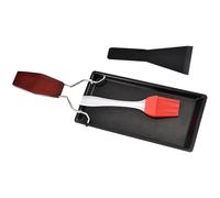 LALADEFIEE Poêle à Frire Bbq Comal Antiadhésive avec Manche en Bois Robuste Mini Taille Plaque de Cuisson pour Barbecue Cuisine Extérieure Ensemble 3 Pièces avec Spatule en Nylon