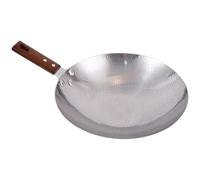 LALADEFIEE Poêle Wok en Acier Inoxydable 22 CM Poignée Bois Unique Poêle à Frire Antiadhésive Polyvalente pour Sautés Fruits de Mer Plats Mijotés - Usage Domestique et Professionnel