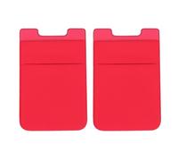 LALADEFIEE Porte-Cartes Adhésif pour Téléphone Portable Rouge, Double Couche Élastique en PU et PVC, 2 Pièces, sans Résidu Collant, pour Cartes de Crédit et Carte D'identité
