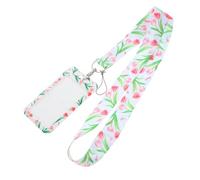 LALADEFIEE Porte-Cartes avec Cordon Délicat Motif Floral Étui Transparent pour Carte Identité Scolaire et Badge Professionnel Léger et Pratique pour Bureau et Voyage