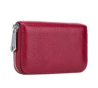 LALADEFIEE Porte-Cartes Portable Anti-RFID, Portefeuille à Soufflet Compact en Cuir PU, Protection Le Vol sans Contact, Homme, Usage Quotidien, Format Petit Rouge Profond