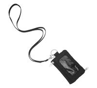 LALADEFIEE Porte-Cartes RFID Noir Compact 12 X 7,5 X 1,5 Cm avec Fenêtre D'identification Transparente, Pochette Zippée Sécurisée et Cordon Amovible, Étui Anti-vol pour Étudiants