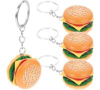 LALADEFIEE Porte-clés Hamburger en Pvc Réaliste, Lot de 4 Pièces, Breloques Alimentaires de Simulation Légères et Polyvalentes pour Clés et Paquet à Dos