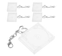 LALADEFIEE Porte-Clés Mini CD Transparent Acrylique Lot de 5 Fermoir Cœur pour Accessoires Créatifs Paquet et Présents Fans DIY
