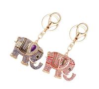 LALADEFIEE Porte-clés Pendentif Paquet à Main Élégant et Unique Orné de Cristaux Éléphant en Alliage de Zinc Lot de 2 Pièces, Accessoire de Voyage Sophistiqué