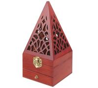 LALADEFIEE Porte-encens Bois Pyramide avec Tiroir Plateau Récupérateur de Cendres Support Vertical pour Bâtons Encens Décoration de Table Élégante pour Bureau et Maison