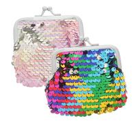 LALADEFIEE Porte-Monnaie à Paillettes Multicolores Lot de 2 Mini Pochettes pour Femme Fermeture à Loquet Compact Rangement Pièces Transport Facile Mode