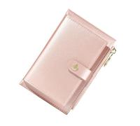 LALADEFIEE Porte-Monnaie Porte-Cartes en Cuir PU Irisé Fermeture Éclair, Portefeuille Compact pour Femme, Rangement Multifonctionnel pour Cartes et Pièces, Couleur Rose Perlé