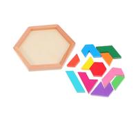 LALADEFIEE Puzzle Bois Éducatif Hexagonal pour Garçon Fille Jeu de Tangram Bois de Hêtre Développement des Compétences Motrices Cognition des Formes et Couleurs Apprentissage Précoce pour