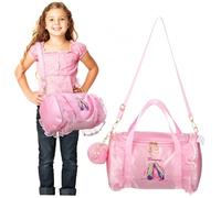 LALADEFIEE Sac de Danse Ballet Fille Grand Format avec Ornement Délicat Bandoulière Amovible Pompon Porte-clés pour Sport et Voyage