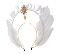 LALADEFIEE Serrage-tête pour Femmes Accessoire de Costume Renaissance Couronne Déesse du Soleil Blanc en Métal et Fibre Élégant et Polyvalent pour Défilés et Halloween