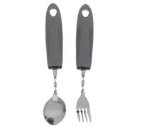 LALADEFIEE Set de 2 Ustensiles Adaptatifs en Acier Inoxydable avec Poignées Antidérapantes en Plastique, Conçu pour Mains Tremblantes en Rééducation Post-accident Vasculaire Cérébral,