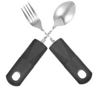 LALADEFIEE Set de Couverts Anti-tremblements en Acier Inoxydable Poignées Antidérapantes Ergonomiques, Fourchette et Cuillère Pliables pour Personnes Âgées et Malades