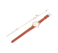 LALADEFIEE Set Montre Quartz et Bracelet Lune pour Femmes Cuir Ajustable Élégant Coffret Cadeau Montre Femme Décontractée et Bracelet Étoile Ensemble Pratique et Raffiné