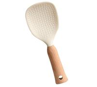 LALADEFIEE Spatule à Riz en Silicone Alimentaire avec Manche en Bois Antidérapant Cuillère à Riz Ménagère Multifonctionnelle Ustensile Cuisine Pratique pour Servir et Légumes 1 Pièce