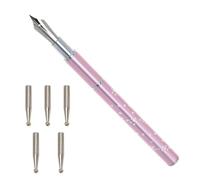 LALADEFIEE Stylos à avec 5 Pointes de Rechange en Acier Inoxydable pour Nail Art Accessoires pour Fins pour Usage Personnel Adaptés Usage Personnel et Professionnel et Professionnel