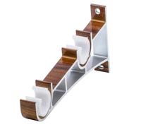 LALADEFIEE Support de Tringle à Rideaux Double et Alliage D'aluminium Robuste Double Support Rotatif Plaque de Montage Fixe, Lot de 2 Pièces pour Barre Rideaux
