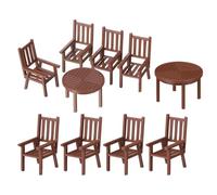LALADEFIEE Table à Manger Miniature pour Maison de Poupée Lot de 2 et Chaise en Plastique Marron Design Réaliste et Polyvalent pour Décorations de Micro Paysages