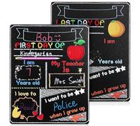 LALADEFIEE Tableau Noir Décor Polyvalent Premier Jour D'école Double Face 2 Pièces en Panneau à Craie Compact en Panneau de Densité pour Maternelle et Collège