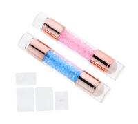 LALADEFIEE Tampon à Ongles Double Embout Lot de 2 Petit Format Transparent Lacté Électroplaqué Strass, Outil Nail Art Manucure DIY pour Salon et Usage Personnel
