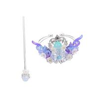 LALADEFIEE Tiara Chinoise Classique Avec Épingles à Cheveux Accessoires De Coiffure Style Han Décoration Bleu Dégradé