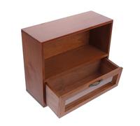LALADEFIEE Tiroir de Rangement en Bois Rétro Façade en Acrylique Petit Organisateur de Bureau Pratique Boîte à Bijoux Compacte pour Papeterie et Accessoires Modèle une Porte une Tiroir