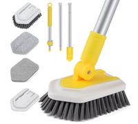 Lalafancy 3 in 1 Brosse de Nettoyage Salle de Bain avec 127cm Manche Brosse Baignoire Brosse Récurer pour Baignoire Carrelage Cuisine Balcon