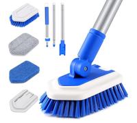 Lalafancy 3 in 1 Brosse de Nettoyage Salle de Bain avec 127cm Manche Brosse Baignoire Brosse Récurer pour Baignoire Carrelage Cuisine Balcon