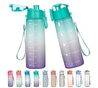 lalafancy Gourde Sport, Bouteille 900ml, Tritan Bouteille d'eau avec Motivationnel Marqueur de Temps, Gourde Reutilisable sans BPA Anti-Fuite Convient pour Le Sport, Camping, Cyclisme et Plein Air