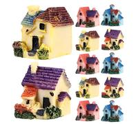 LALAFINA 12 Pièces Miniature Maison en Résine Rustique Détails Fins, Résistante aux Éclats, pour Plantes en Pot et Terrarium, Décoration Miniature pour Affichage ou Aménagement de Plantes