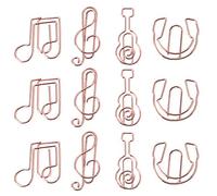 LALAFINA 12pcs Trombones Créatifs en Métal Forme Instruments de Musique, Marque-pages Originaux pour Bureau, Clips Papier Dorés Résistants et Décoratifs Plusieurs styles