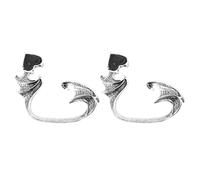 LALAFINA 2 Pièces Boucles D'oreilles Bijoux Attractifs en Alliage Argenté Manchette Gothiques D'aile Style Punk et Classique pour Halloween et Combinaison Robe Noire