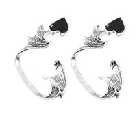 LALAFINA 2 Pièces Boucles D'oreilles Manchette Gothiques en Alliage Argenté Forme D'aile pour Halloween, Bijoux Attractifs Chic et Punk, Robe Gothique