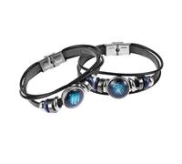LALAFINA 2 Pièces Bracelet à Perles en Cuir de Vache, Fermoir Inox | Fait Main, Flexible et Confortable, Résiste à Rouille, Porté Toute la Journée, pour Passionnés D’astrologie