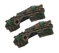 LALAFINA 2 Pièces Cachette en Résine Forme Tronc d'arbre pour Aquarium et Terrarium, Plateforme de Bronzage Naturelle pour Tortues et Poissons, Décor Habitat Reptile et Amphibiens