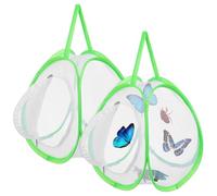 LALAFINA 2 Pièces Enclos pour Araignées Sauteuses et Chenilles en Tissu Maille Léger et Portable Grosse Capacité pour Activités Extérieures