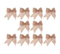LALAFINA 20 Pièces Nœuds Décoratifs en Lin Khaki pour Décoration de Sapin de Noël, Ambiance Festive et DIY Emballage Présent Nœuds de Noël Élégants et Charmants