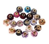 LALAFINA 20 pièces Perles Léopard Multicolores à Grand Trou Perles Intercalaires Rondes Fausse Fourrure pour Bracelets Chaînes de Téléphone et Création de Bijoux