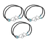 LALAFINA 3 Pièces Chaîne de Cheville Double Couche en Plastique avec Perles et Pendentifs Cœur, Style Bohème Confortable pour Vacances D'été Plage