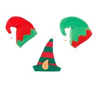 LALAFINA 3 Pièces Chapeau de Clown de Noël en Flanelle Non Déformable et Doux Peau, pour Fêtes de Vacances et Cérémonies Annuelles, Style Classique Rouge et Vert