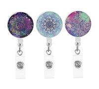 LALAFINA 3 Pièces Porte Badge Rotatif Portable avec Clip Rétractable pour Cartes Identité et Accessoires de Travail