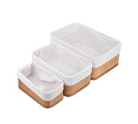 LALAFINA 3pièces Paniers De Rangement Rotin Tressé pour Bureau Organisateur Décoratif De Table Accessoire De Rangement Multifonctionnel pour Maison Bureau