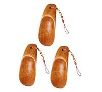 LALAFINA 3pièces Wooden Shoe Horn Set Portable Shoe Lifter for Seniors and Kids Durable Wood Helper with Easy Grip Handle