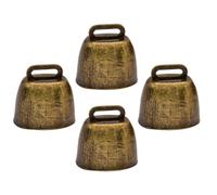 LALAFINA 4 Pièces Cloche de Vache en Fer, Sonnaille pour Animaux, Or, Petite, Très Bruyante, Résistante à L’usure la Rouille, Anti-perte, pour Événement Sportif et PET