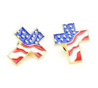 LALAFINA 4 Pièces Épinglette Drapeau Américain en Alliage de Zinc, Forme Croix, Épingle Robuste pour Décoration Lors D'événements Spéciaux et Fêtes, Accessoire Créatif et Attrayant