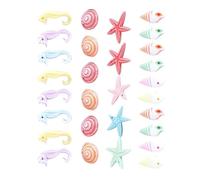 LALAFINA 48 Pièces Décorations Marines en Résine Miniatures Hippocampes, Étoiles de Mer et Conques Multicolores, Ornements Légers et Résistants pour Aquarium D’Eau Douce Couleur Aléatoire