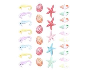 LALAFINA 48 Pièces Décorations Marines en Résine Miniatures Hippocampes, Étoiles de Mer et Conques Multicolores, Ornements Légers et Résistants pour Aquarium D’Eau Douce Couleur Aléatoire