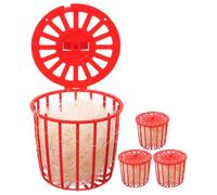 LALAFINA 4pcs Nichoirs à Oiseaux Rouges en Plastique et Jute, Lavables et Faciles à Sécher, Support de Nid D'oiseau pour Pigeons et Oiseaux la Maison Zoo