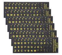 LALAFINA 6 Feuilles Autocollants de Clavier Anglais Lettres Jaunes Mat Anti-Usure pour Ordinateur Portable et Bureau Remplacement et Facile à Poser
