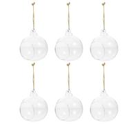 LALAFINA 6 Pièces Jardinière Boule en Verre Suspendue, Support pour Plantes à Fleurs de Boule, Verre et Corde, Transparente, pour Chambre et Salon, Décoration Facile à Suspendre